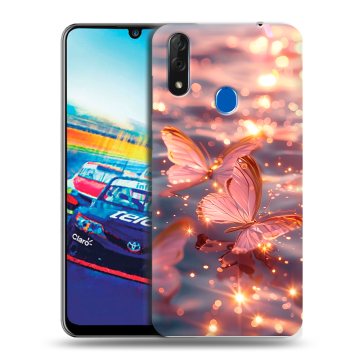 Силиконовый чехол на ZTE Blade V10 с принтом бабочки розовые