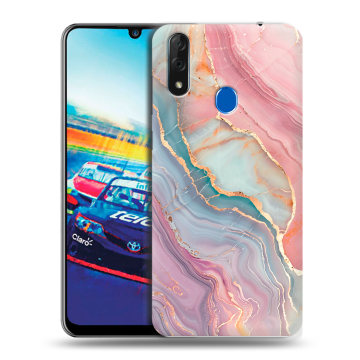 Силиконовый чехол на ZTE Blade V10 с принтом розовый мрамор