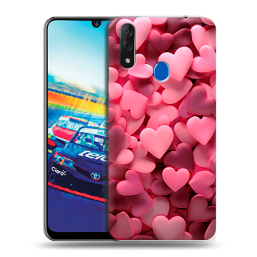 Силиконовый чехол на ZTE Blade V10 с принтом розовые сердечки