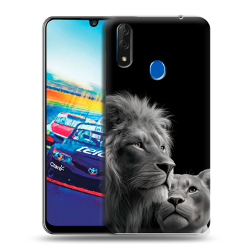 Силиконовый чехол на ZTE Blade V10 с принтом Лев кошки