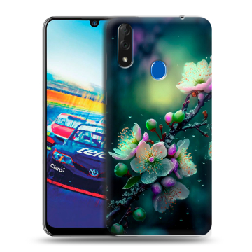 Силиконовый чехол на ZTE Blade V10 с принтом Цветы и мрамор