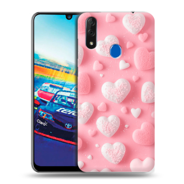 Силиконовый чехол на ZTE Blade V10 с принтом Сердечки