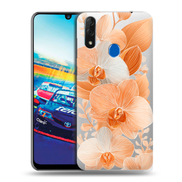 Силиконовый чехол на ZTE Blade V10 с принтом Бежевые цветы