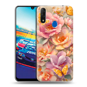 Силиконовый чехол на ZTE Blade V10 с принтом Цветы и бабочки