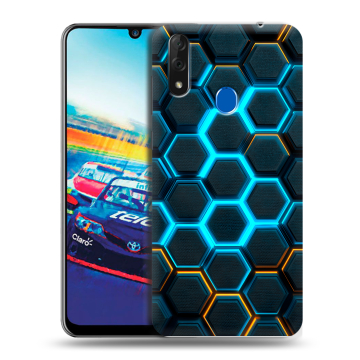 Силиконовый чехол на ZTE Blade V10 с принтом Неоновые соты