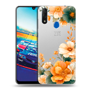 Силиконовый чехол на ZTE Blade V10 с принтом Цветы принт