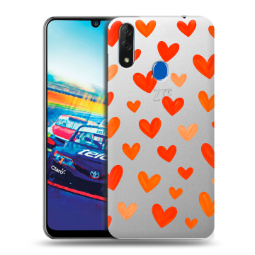 Силиконовый чехол на ZTE Blade V10 с принтом Сердечки