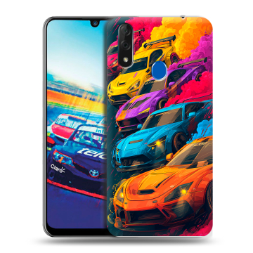 Силиконовый чехол на ZTE Blade V10 с принтом Тачки