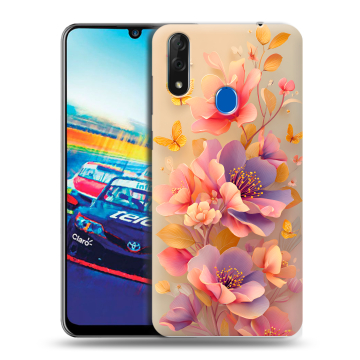 Силиконовый чехол на ZTE Blade V10 с принтом Цветы и бабочки