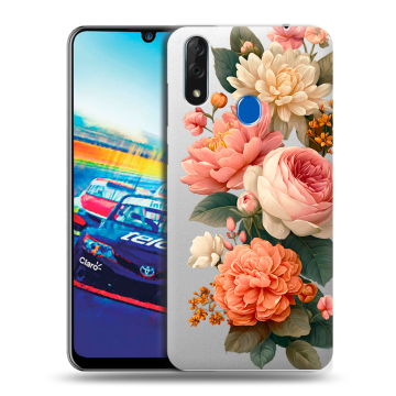 Силиконовый чехол на ZTE Blade V10 с принтом цветы