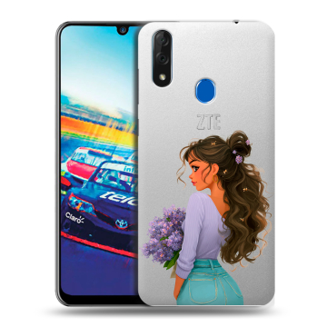 Силиконовый чехол на ZTE Blade V10 с принтом девушка цветы