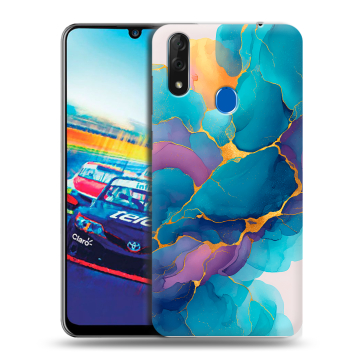 Силиконовый чехол на ZTE Blade V10 с принтом Мрамор блестки