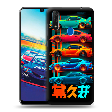 Силиконовый чехол на ZTE Blade V10 с принтом машины тачки
