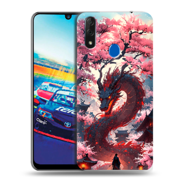Силиконовый чехол на ZTE Blade V10 с принтом Дракон Японский
