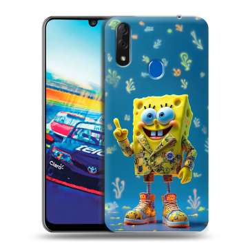 Силиконовый чехол на ZTE Blade V10 с принтом Спанч боб Спанчбоб