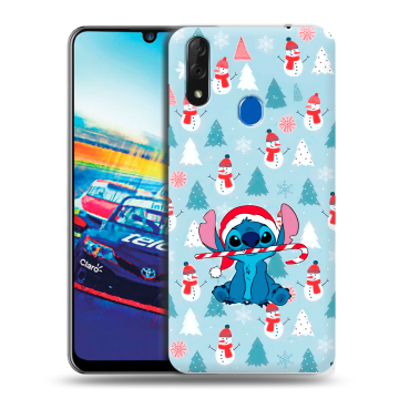 Силиконовый чехол на ZTE Blade V10 с принтом Стич Новый год