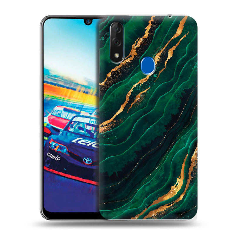 Силиконовый чехол на ZTE Blade V10 с принтом Мрамор зеленое золото Силиконовый чехол на ZTE Blade V10 с принтом Мрамор зеленое золото