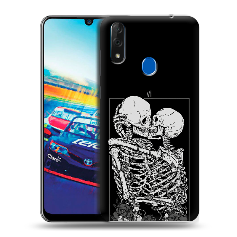Силиконовый чехол на ZTE Blade V10 с принтом Поцелуй скелетов Силиконовый чехол на ZTE Blade V10 с принтом Поцелуй скелетов