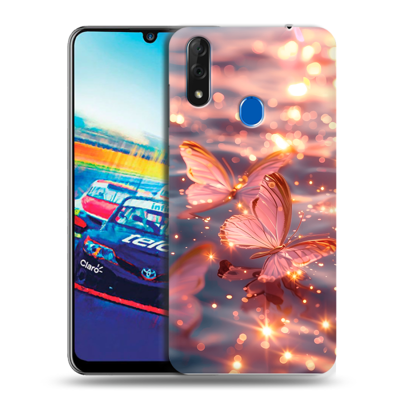 Силиконовый чехол на ZTE Blade V10 с принтом бабочки розовые Силиконовый чехол на ZTE Blade V10 с принтом бабочки розовые