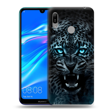 Силиконовый противоударный чехол на Huawei Y6 (2019) с принтом Темный леопард