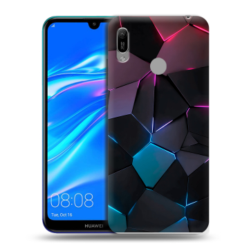 Силиконовый противоударный чехол на Huawei Y6 (2019) с принтом Геометрия неона