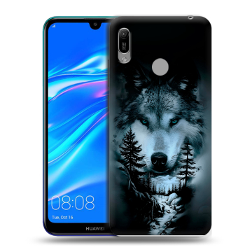 Силиконовый противоударный чехол на Huawei Y6 (2019) с принтом Лесной волк