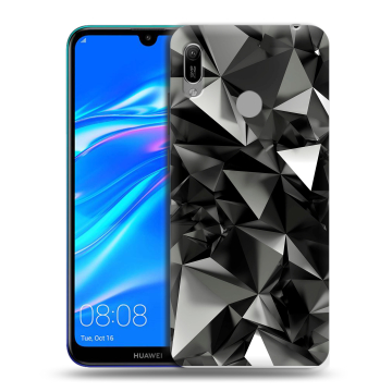 Силиконовый противоударный чехол на Huawei Y6 (2019) с принтом Черные кристаллы