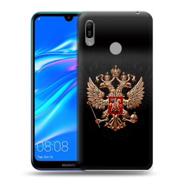 Силиконовый противоударный чехол на Huawei Y6 (2019) с принтом Герб России