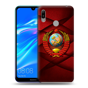 Силиконовый противоударный чехол на Huawei Y6 (2019) с принтом Герб СССР