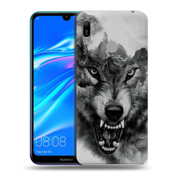 Силиконовый противоударный чехол на Huawei Y6 (2019) с принтом Волк