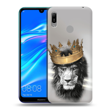 Силиконовый противоударный чехол на Huawei Y6 (2019) с принтом Лев с короной