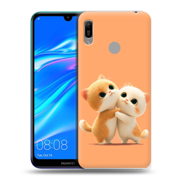 Силиконовый противоударный чехол на Huawei Y6 (2019) с принтом Милые котики