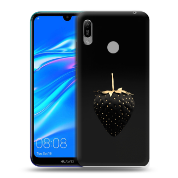 Силиконовый противоударный чехол на Huawei Y6 (2019) с принтом Черная клубника