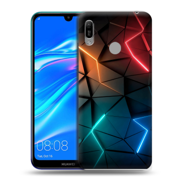Силиконовый противоударный чехол на Huawei Y6 (2019) с принтом Абстракция неон