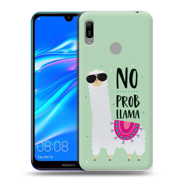 Силиконовый противоударный чехол на Huawei Y6 (2019) с принтом Лама