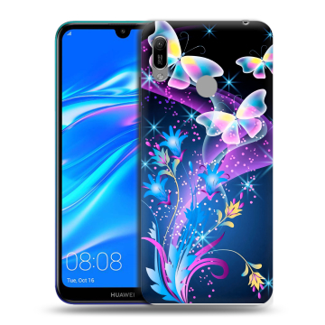 Силиконовый противоударный чехол на Huawei Y6 (2019) с принтом Бабочки