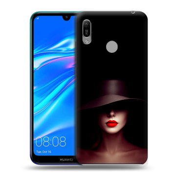 Силиконовый противоударный чехол на Huawei Y6 (2019) с принтом Девушка в шляпе