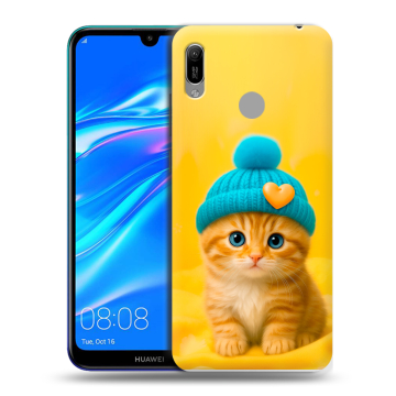 Силиконовый противоударный чехол на Huawei Y6 (2019) с принтом Котенок в шапке