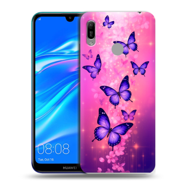 Силиконовый противоударный чехол на Huawei Y6 (2019) с принтом Бабочки