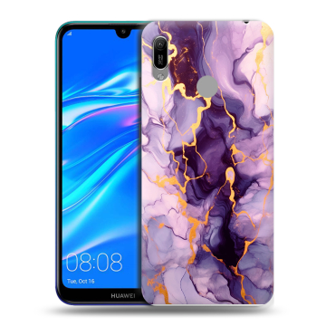 Силиконовый противоударный чехол на Huawei Y6 (2019) с принтом Мрамор