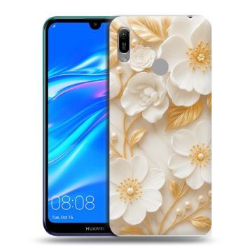 Силиконовый противоударный чехол на Huawei Y6 (2019) с принтом Цветы