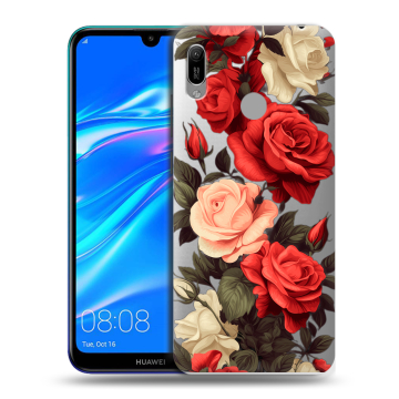 Силиконовый противоударный чехол на Huawei Y6 (2019) с принтом Розы