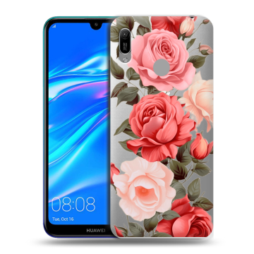 Силиконовый противоударный чехол на Huawei Y6 (2019) с принтом Розы
