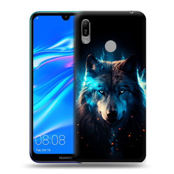 Силиконовый противоударный чехол на Huawei Y6 (2019) с принтом Волк ночной