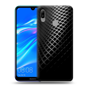 Силиконовый противоударный чехол на Huawei Y6 (2019) с принтом Текстура металла