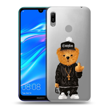 Силиконовый противоударный чехол на Huawei Y6 (2019) с принтом Плюшевый медведь