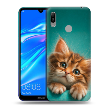 Силиконовый противоударный чехол на Huawei Y6 (2019) с принтом котенок
