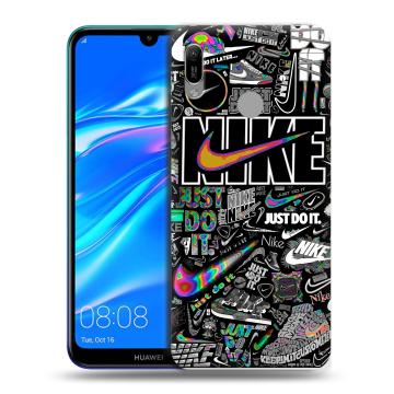 Силиконовый противоударный чехол на Huawei Y6 (2019) с принтом Найк Силиконовый противоударный чехол на Huawei Y6 (2019) с принтом Найк