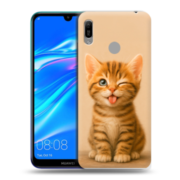 Силиконовый противоударный чехол на Huawei Y6 (2019) с принтом котенок