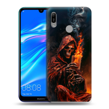 Силиконовый противоударный чехол на Huawei Y6 (2019) с принтом Скелет и карты